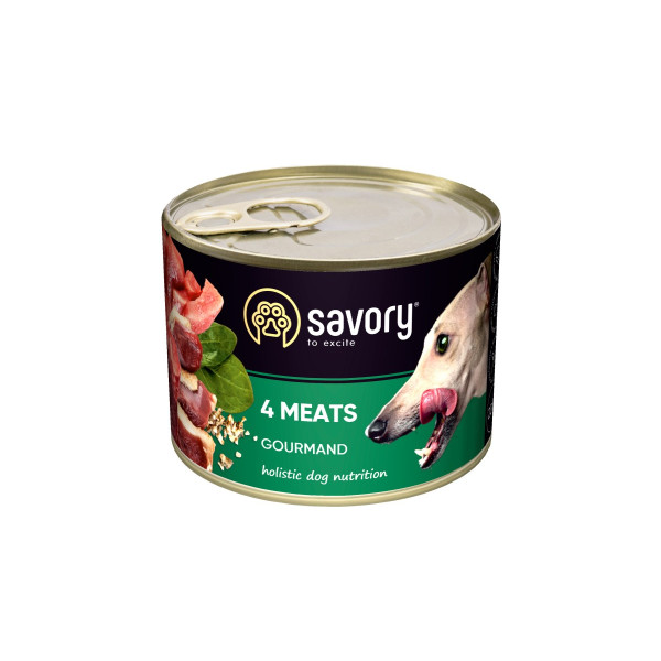 Вологий корм для дорослих собак Savory, з чотирма видами м'яса, 200 г