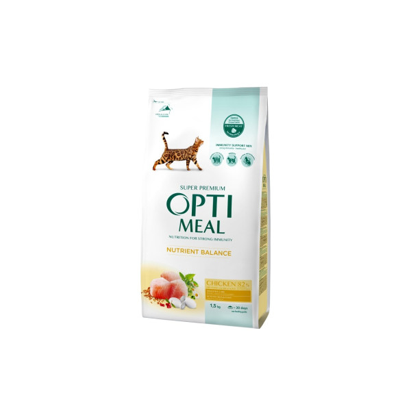 Сухий корм Optimeal, для котів, з куркою, 1,5 кг