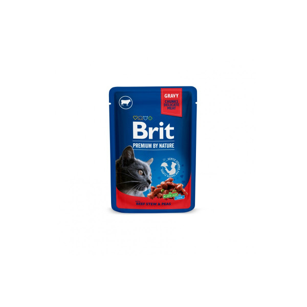 Вологий корм Brit Premium Рагу з яловичини з горошком для дорослих кішок