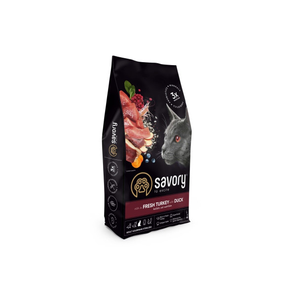 Корм Savory Adult Cat Steril Fresh Turkey and Duck для стерилізованих котів індичка та качка 400г