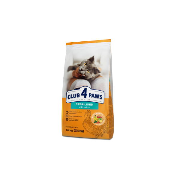 Club 4 Paws Сухий корм для котів  стерилізовані індичка 14 кг