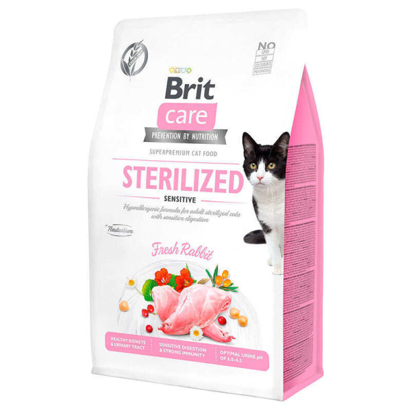 Сухий корм для стерилізованих котів з чутливим травленням Brit Care Cat GF Sterilized Sensitive з кроликом, 7 кг
