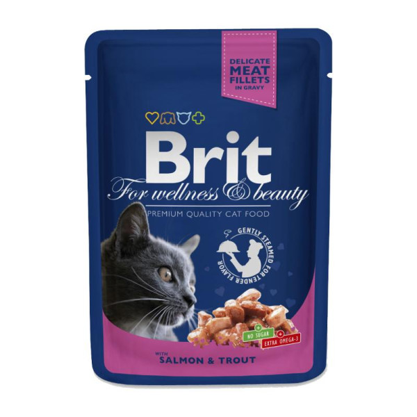 Вологий корм Brit Premium Курка та індичка для дорослих кішок