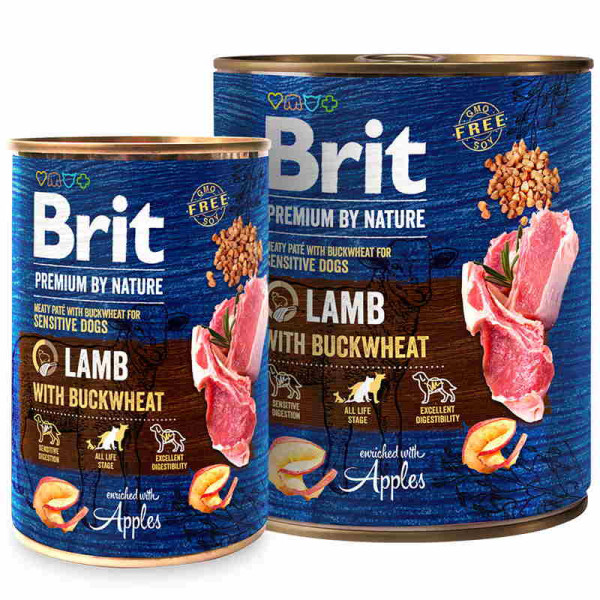 Brit Premium вологий корм для собак з ягнятком та гречкою 0,8 кг