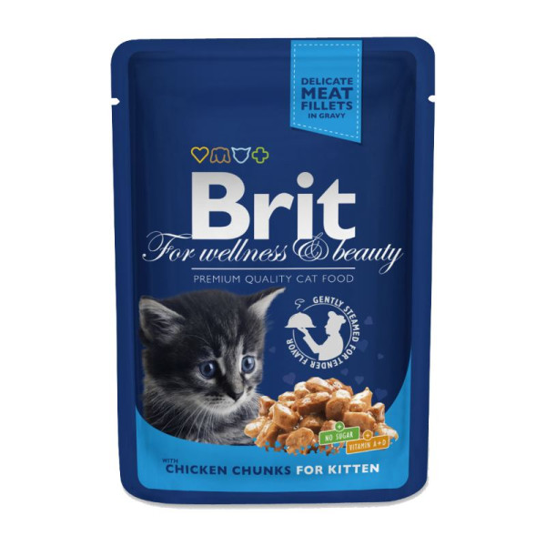 Вологий корм Brit Premium Шматочки з курочкою для кошенят