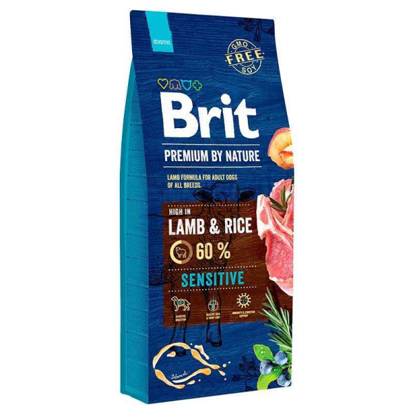Сухий корм для собак з чутливим травленням Brit Premium Dog Sensitive Lamb з ягням, 15 кг