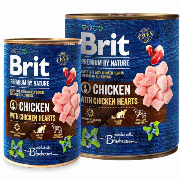 Brit Premium вологий корм для собак з куркою та курячим серцем 0,8 кг