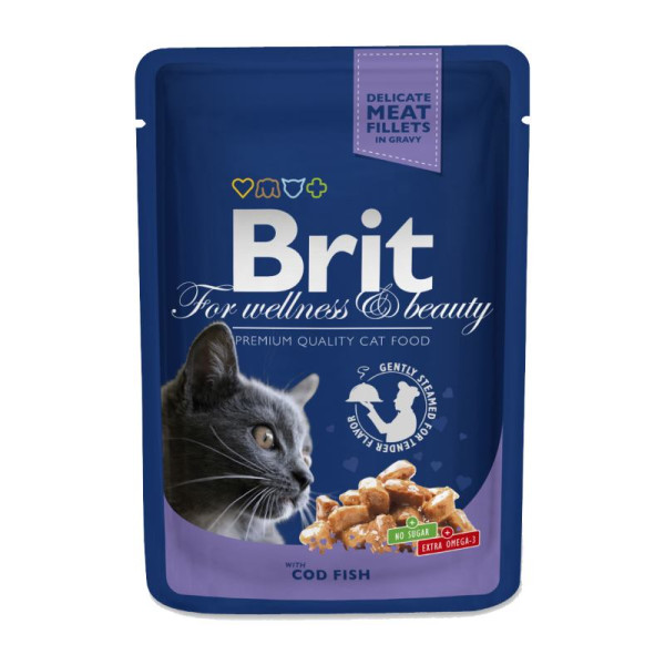Вологий корм Brit Premium Тріска для дорослих кішок