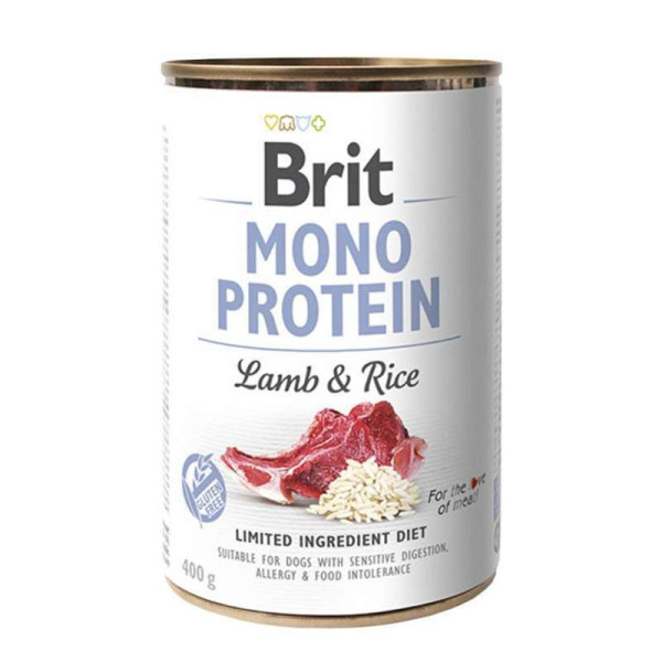 Brit Mono Protein Dog k 400 g для дорослих собак з ягнятком та темним рисом
