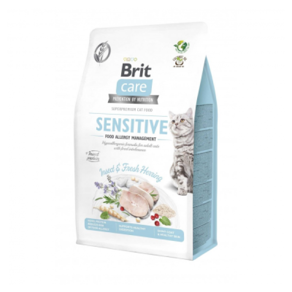 Сухий корм для кішок з харчовою нестерпністю Brit Care Cat GF Insect з комахами та рибою 0,4 кг