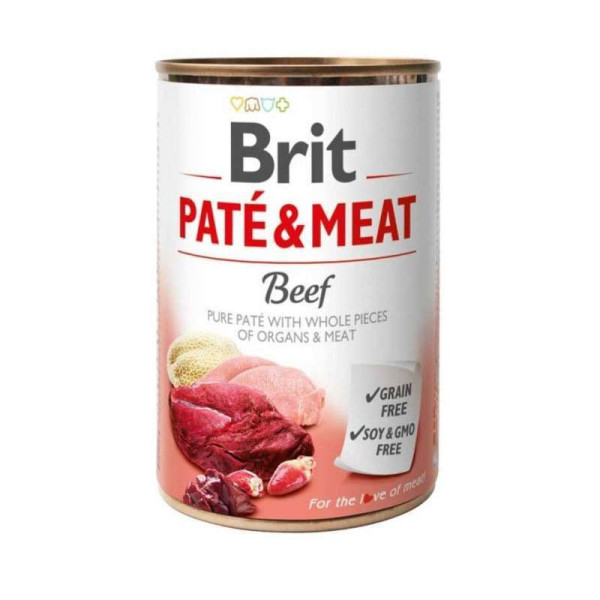 Brit Pate & Meat Dog k 400 g для дорослих собак з яловичиною