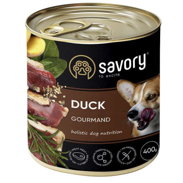 Вологий корм для дорослих собак Savory, з качкою, 400 г