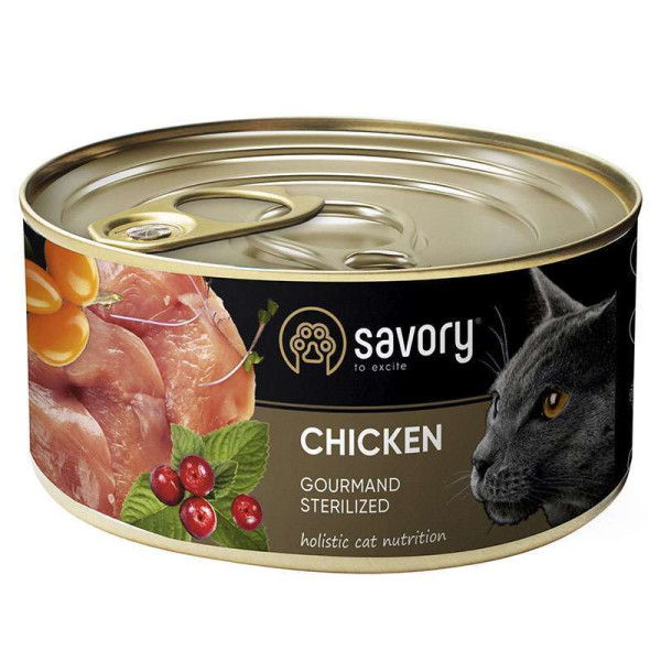 Вологий корм для стерилізованих котів Savory, з куркою, 200 г