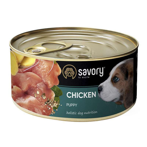 Вологий корм для цуценят Savory, з куркою, 200 г