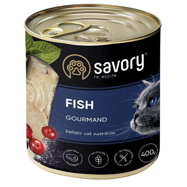 Вологий корм для котів Savory, з рибою, 400 г