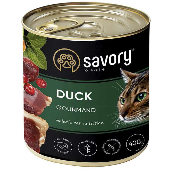 Вологий корм для котів Savory, з качкою, 400 г