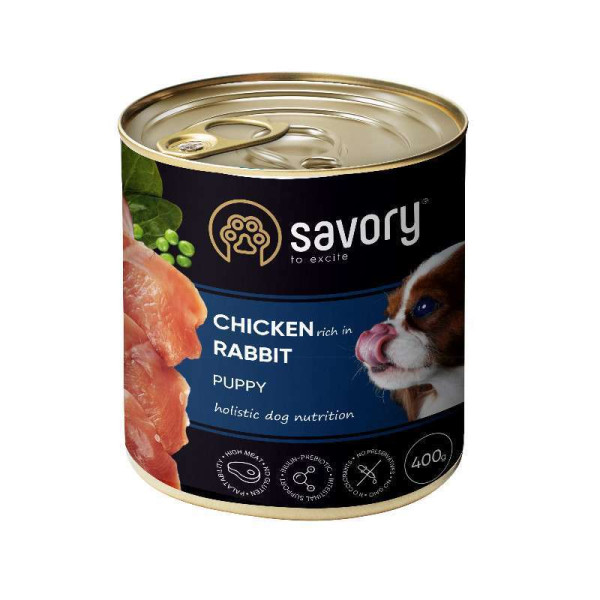Вологий корм Savory Puppy Chicken&Rabbit для цуценят, курка з кроликом, 400 г