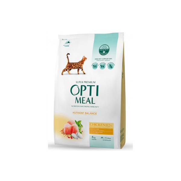 Сухий корм Optimeal для дорослих котів, з куркою, 10 кг