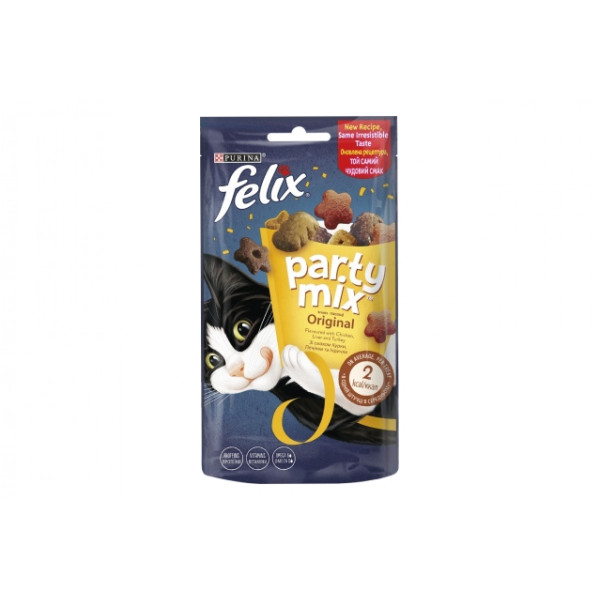 Ласощі для котів FELIX PARTY MIX Original, м'ясний мікс, 60 г