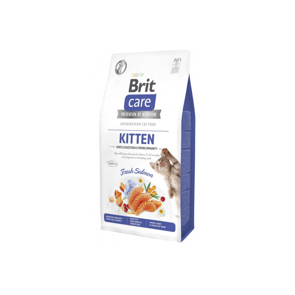 Сухий корм для кошенят Brit Care Cat GF Kitten Gentle Digestion Strong Immunity з лососем, 7 кг
