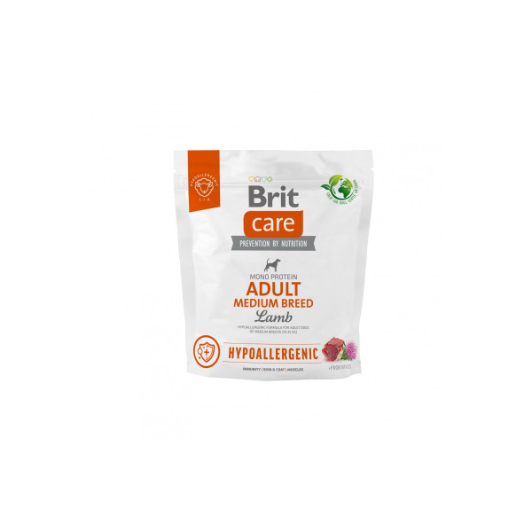 Корм для собак середніх порід Brit Care Dog Hypoallergenic Adult Medium Breed гіпоалергенний з ягням, 1 кг