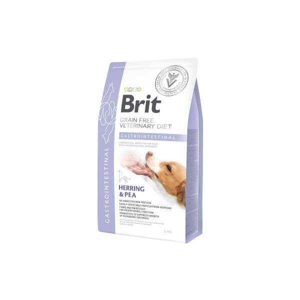 Brit GF VetDiets Dog Gastrointestinal. Беззернова дієта при гострих та хронічних гастроентеритах. Оселедець, лосось, горох та гречка, 2 кг