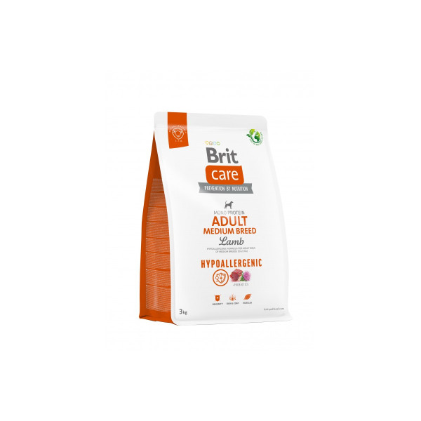 Корм для собак середніх порід Brit Care Dog Hypoallergenic Adult Medium Breed гіпоалергенний з ягням, 3 кг