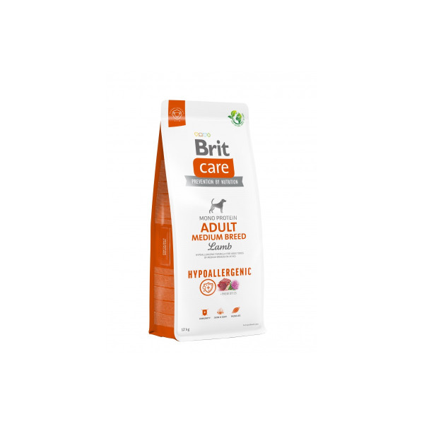 Корм для собак середніх порід Brit Care Dog Hypoallergenic Adult Medium Breed гіпоалергенний з ягням, 12 кг
