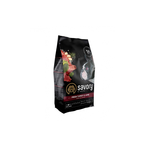 Сухий корм для собак малих порід Savory Small Breed rich in Fresh Turkey and Lamb зі свіжим м'ясом індички та ягнятиною, 3 кг