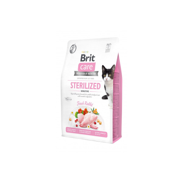 Сухий корм для стерилізованих котів з чутливим травленням Brit Care Cat GF Sterilized Sensitive з кроликом, 2 кг